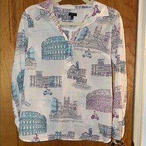 Talbots  Multicolor Roman Holiday Button Down Shirt